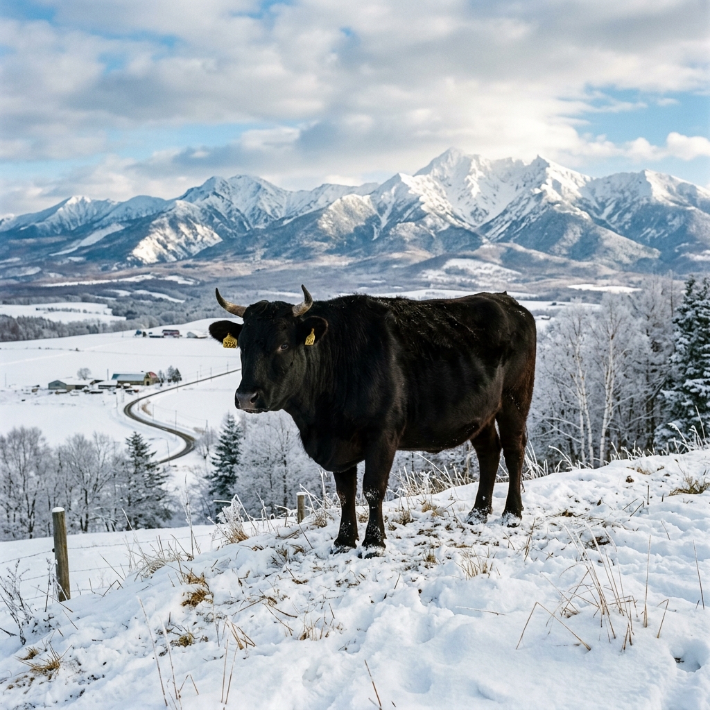 A Sturdy, Healthy Furano Cow Raised in Hokkaido's Alpine Landscape