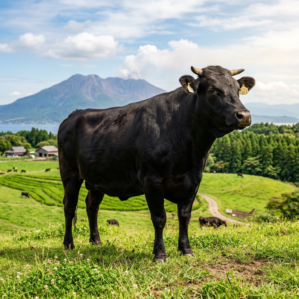 A Robust, Muscular Kagoshima Kuroushi Cow
