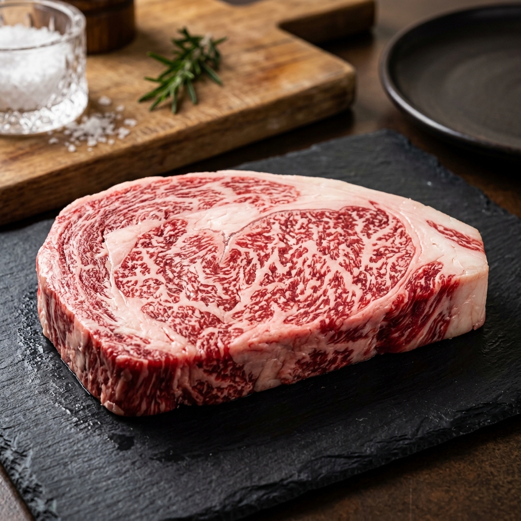 An Intensely Marbled, Champion-Grade Cut of Kagoshima Kuroushi