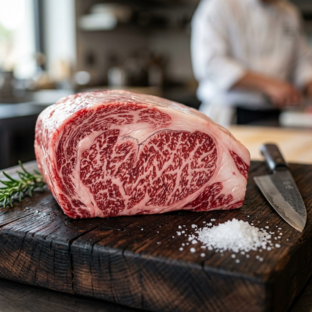 A Thick-Cut Kazusa Wagyu Steak