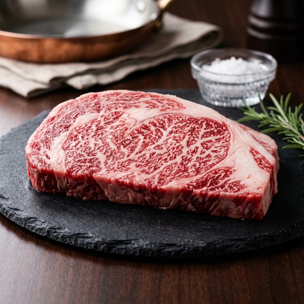An Exquisite Cut of Obanazawa Snow Beef with Powder-Snow Marbling