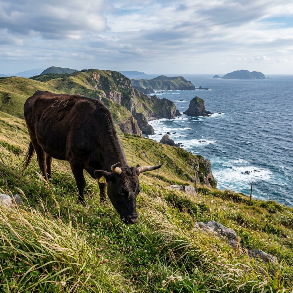 A Robust Oki Beef Cow Grazing on the Mineral-Rich Island Pastures