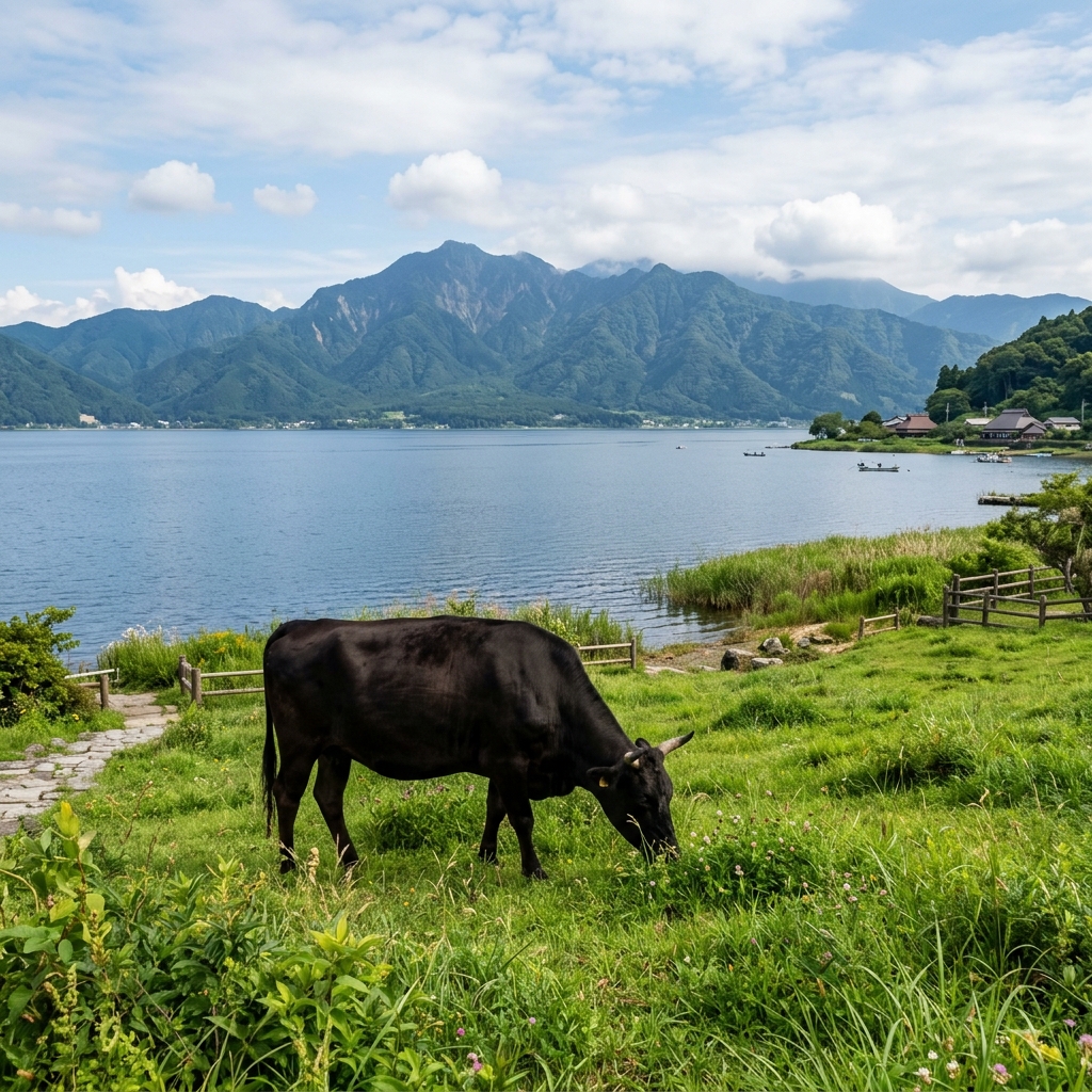 Omi Cattle by Lake Biwa