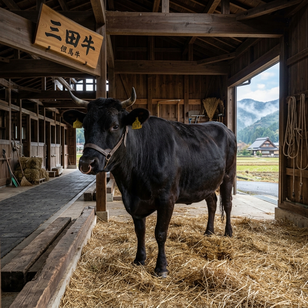 A Purebred Tajima Cow Raised for Sanda Beef in Hyogo Prefecture