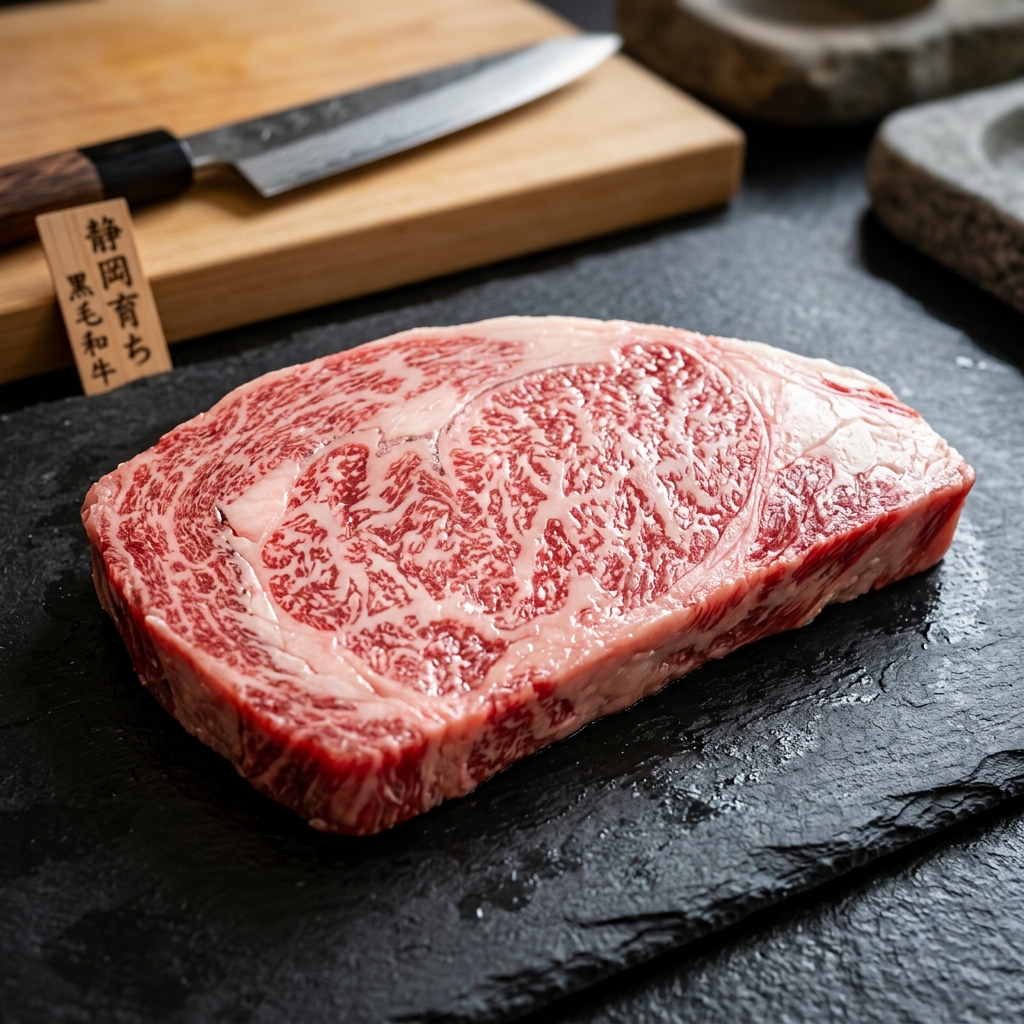 A Beautifully Marbled Cut of Female Shizuoka Sodachi Beef