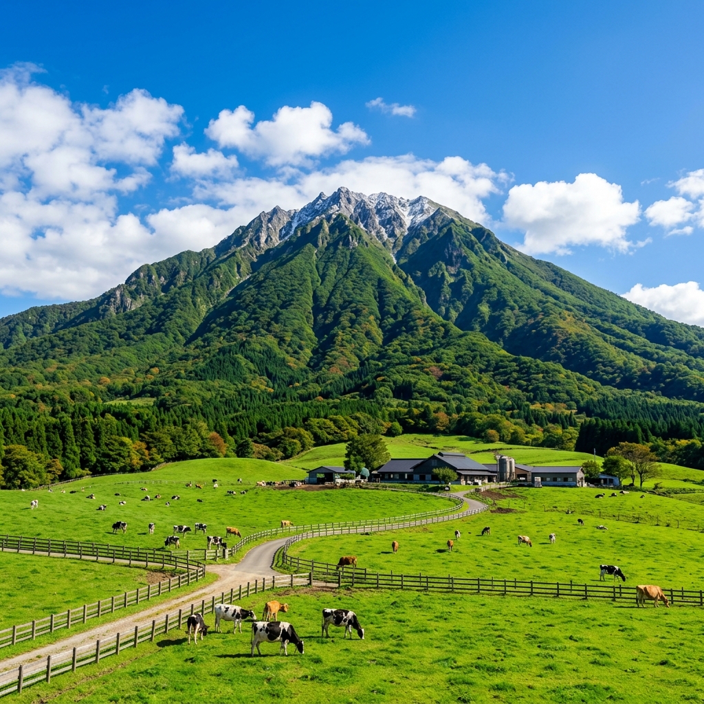 The Pristine Pastures at the Base of Mount Daisen