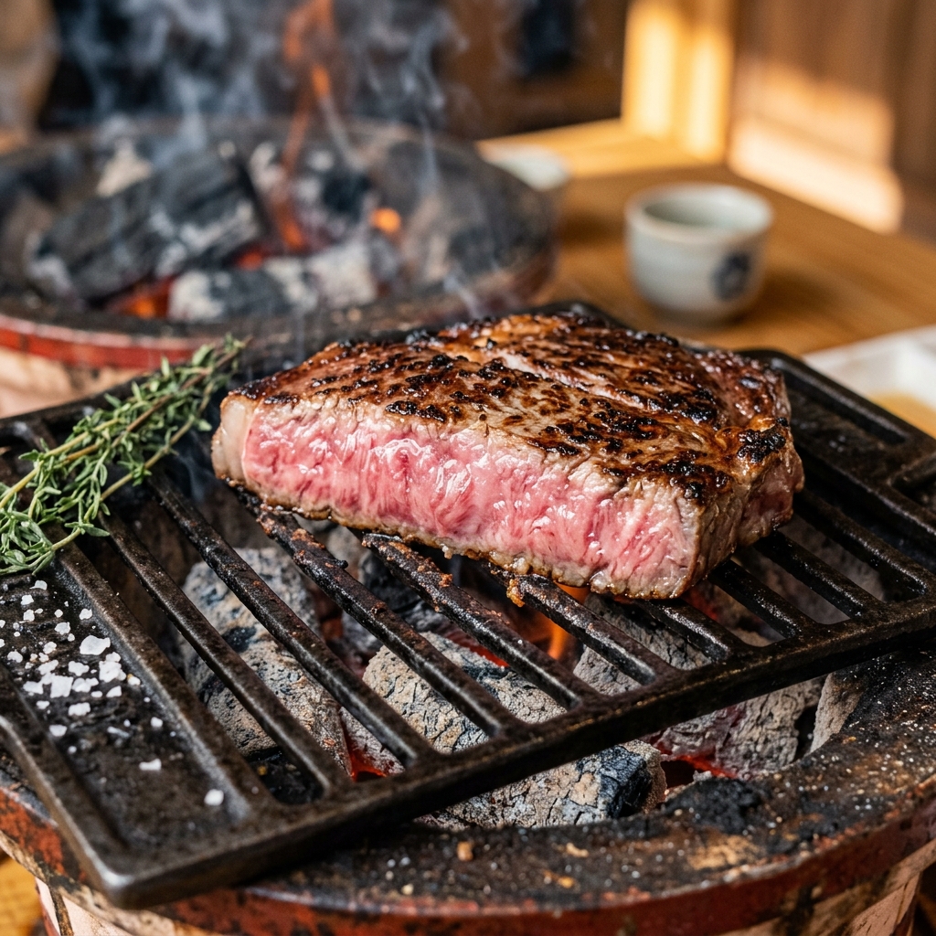 Quickly Seared Shin-Shin Grill Shot capturing its incredibly juicy and tender core