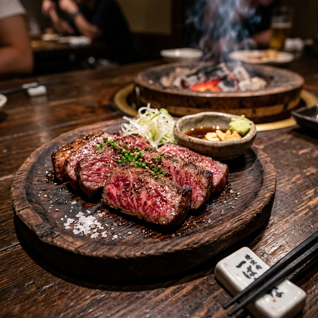 Exquisitely Wood-Fired Shin-Shin served at Yakiniku Ibusana Tokyo
