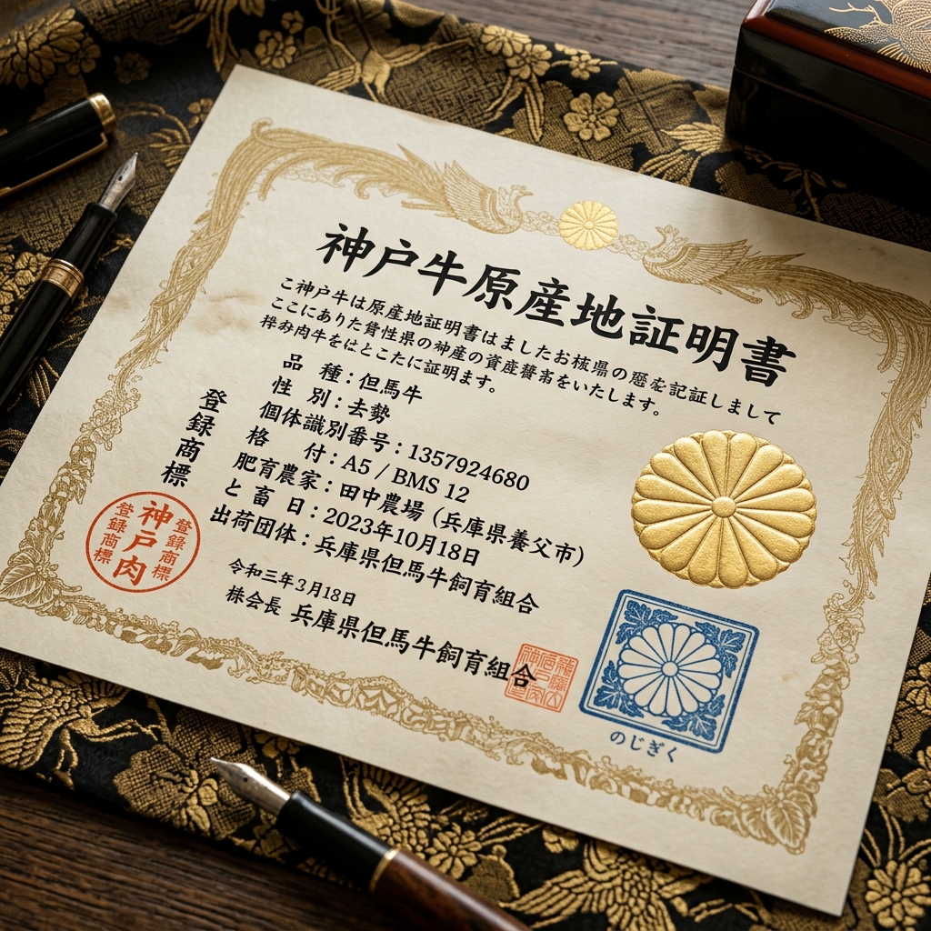 The Ornate, Gold-Stamped Kobe Beef Certificate